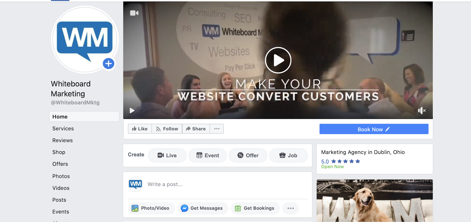 Video on Whiteboard Marketing's Facebook page