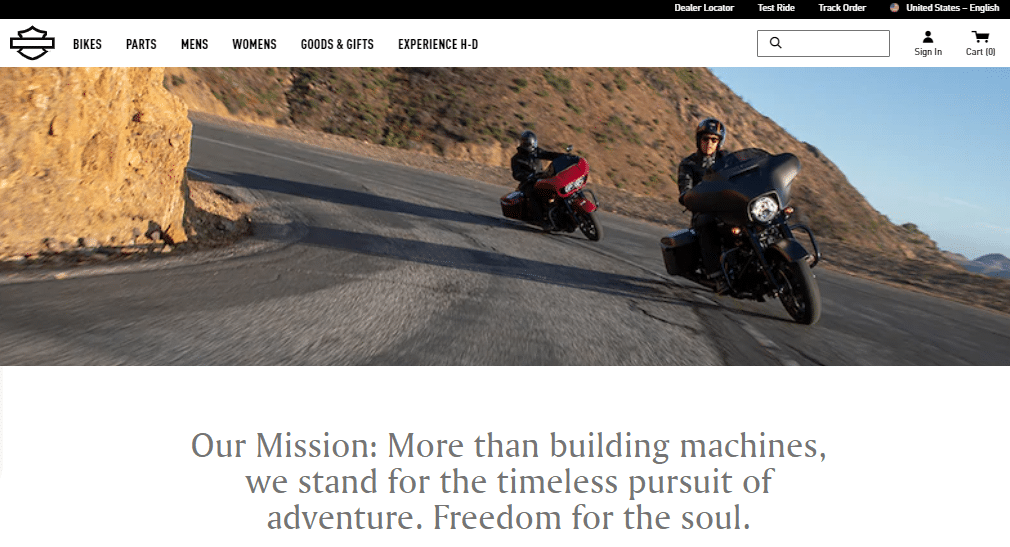 Harley Davidson website