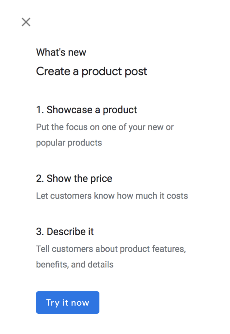 Google My Business Product Posts