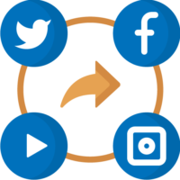 social media icons surrounding a circle