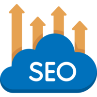 SEO cloud with four arrows pointing up