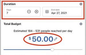 setting a budget for a facebook post