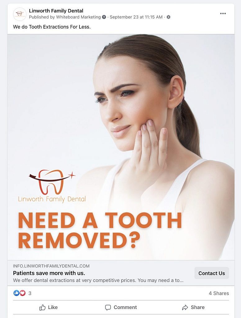 Linworth Family Dental PPC ad