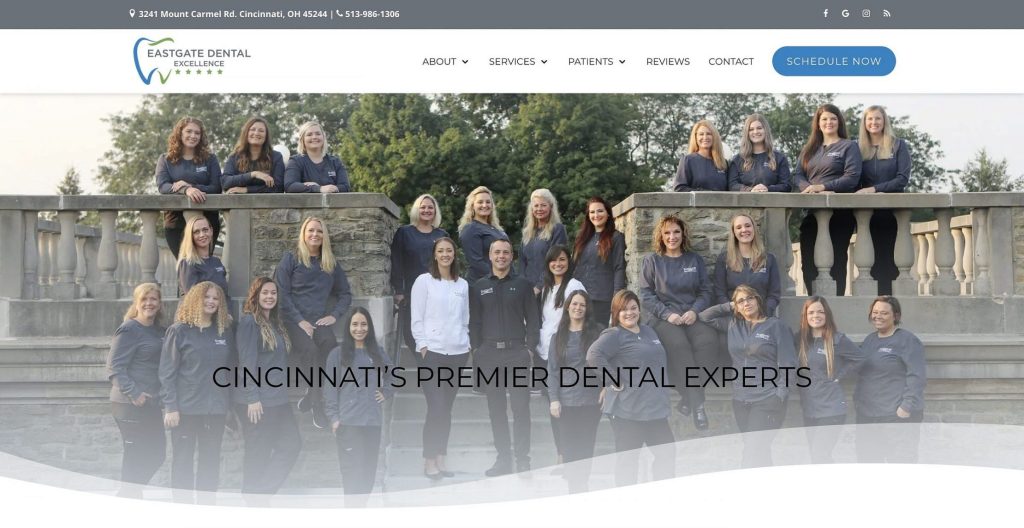 home page of eastgate dental excellence