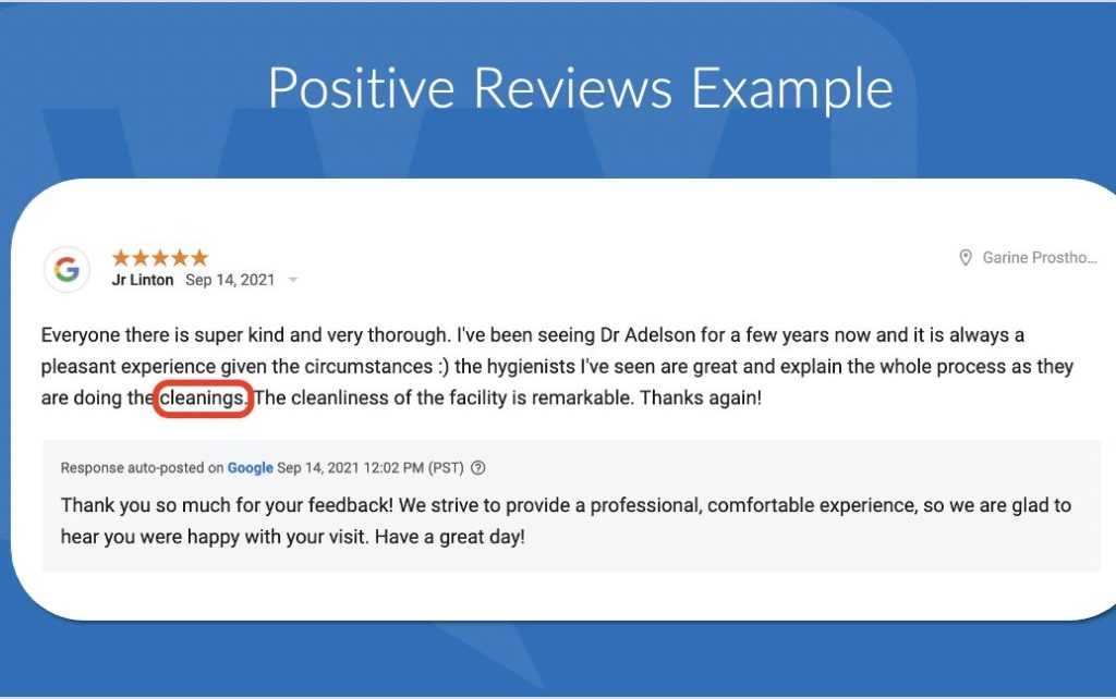 example of a positive dental review response