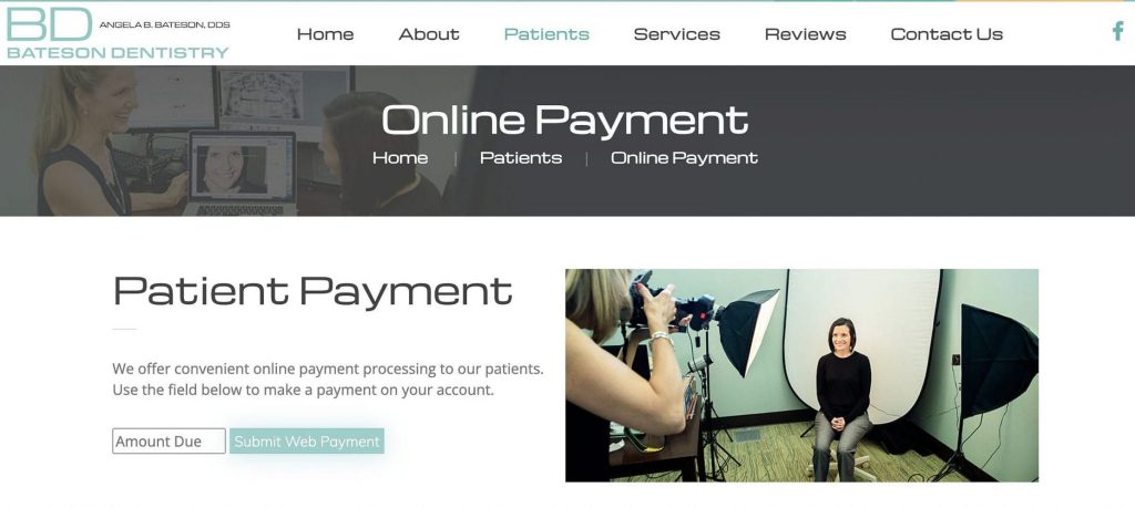 Online Payment page for dental patients